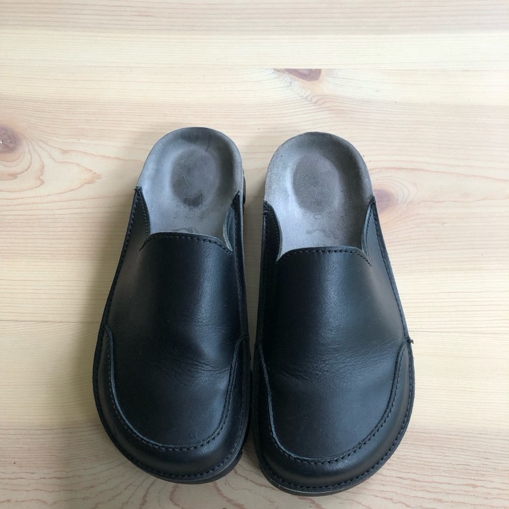 Alpro Birkenstock Black Leather Slip-On Loafers